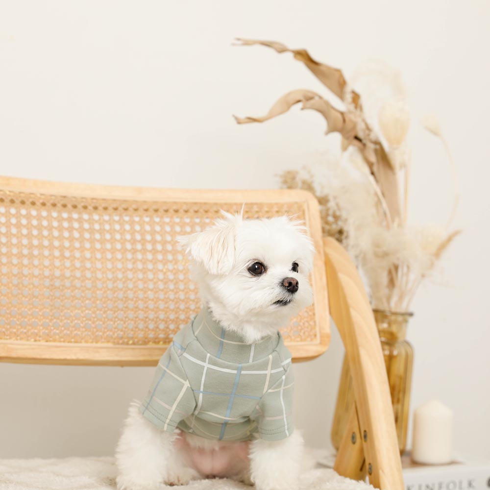 Multi-plaid high neck rib top