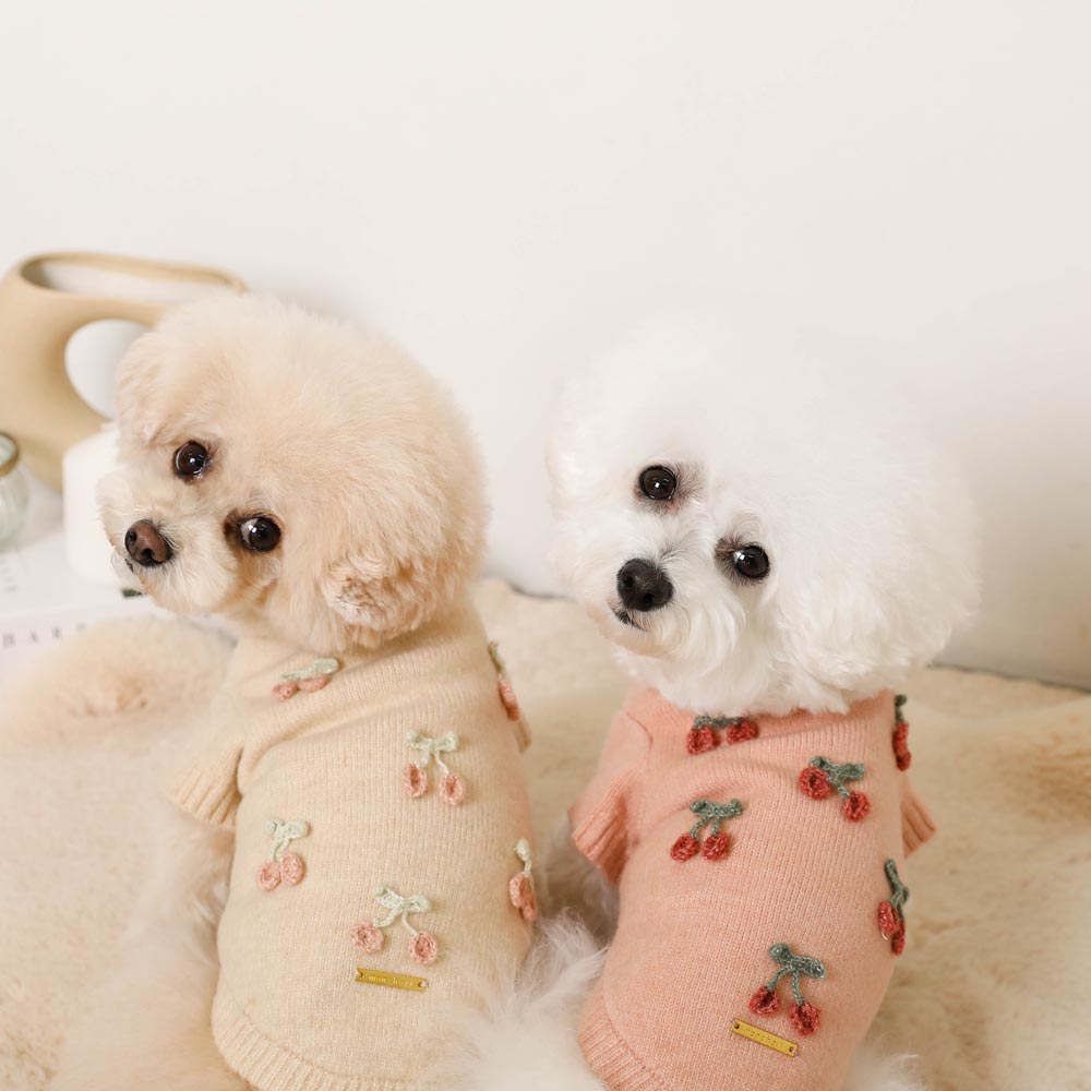 GirlyFancyClub 3D子犬 シャギー ニット トップス ノースリーブ pom!pom!pom!】キューティーベアノースリーブトップス | 犬服・名入れ
