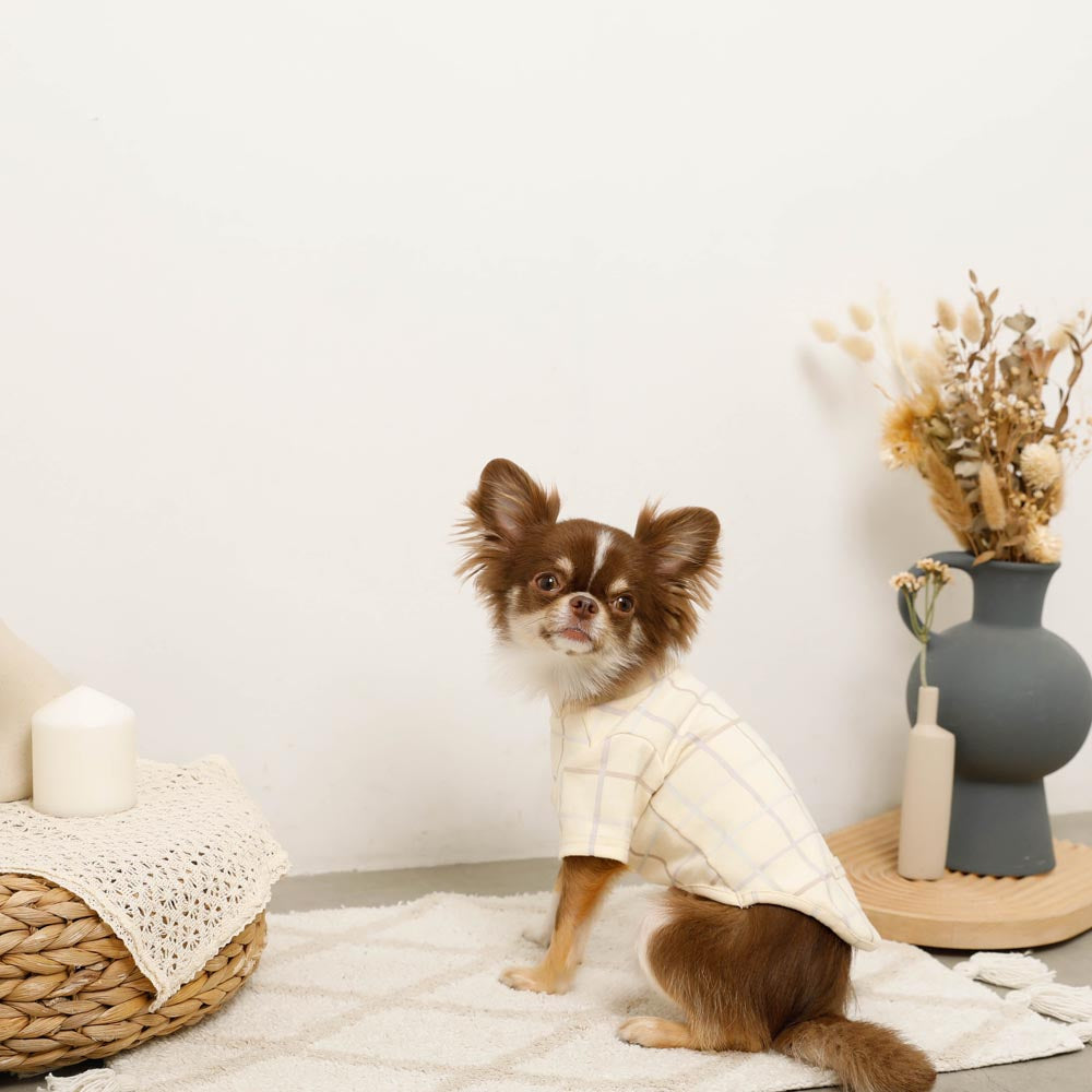 Multi-plaid high neck rib top