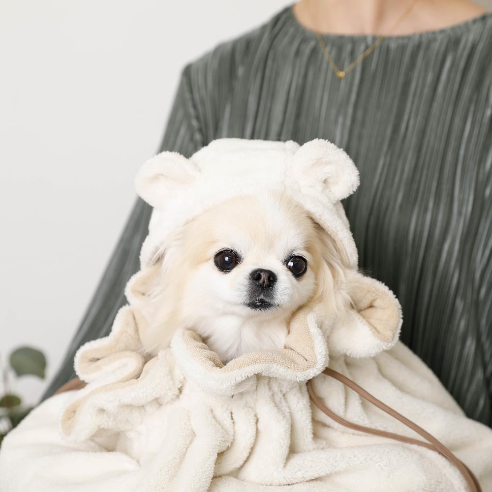 吸水速乾くま耳フードタオル巾着【名入れ刺繍対応】