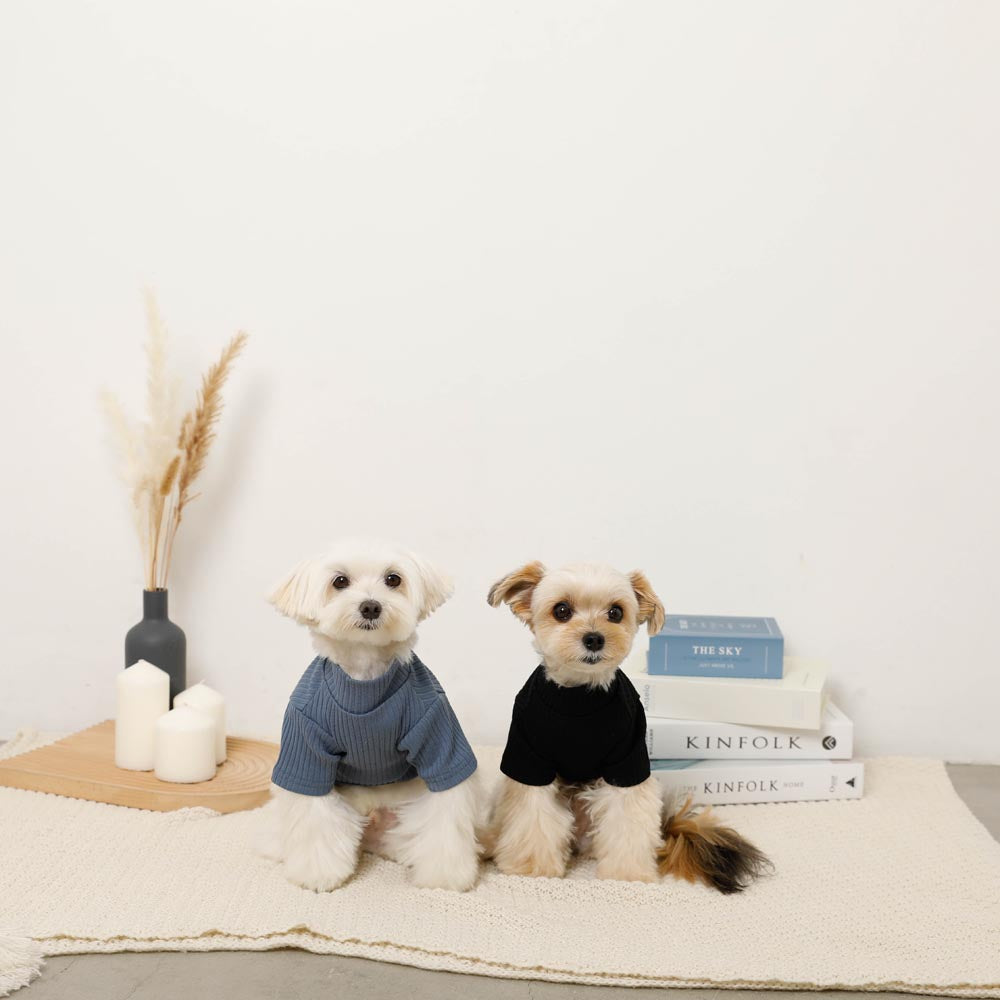 Simple high neck rib tops