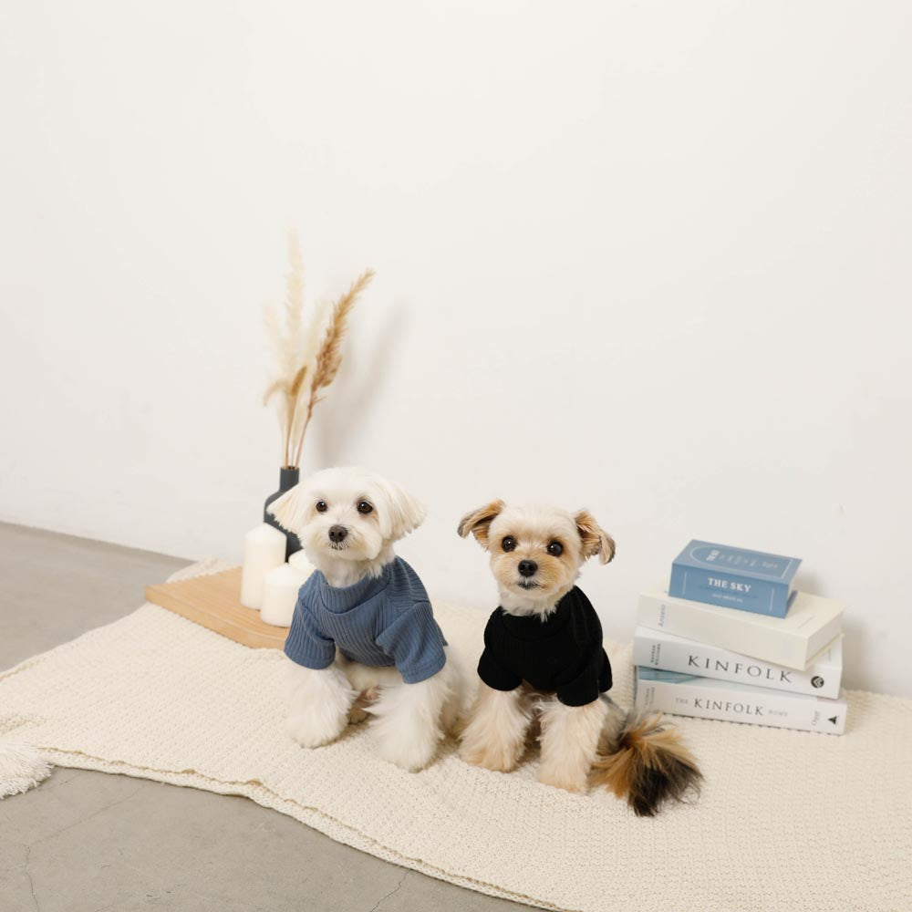 Simple high neck rib tops