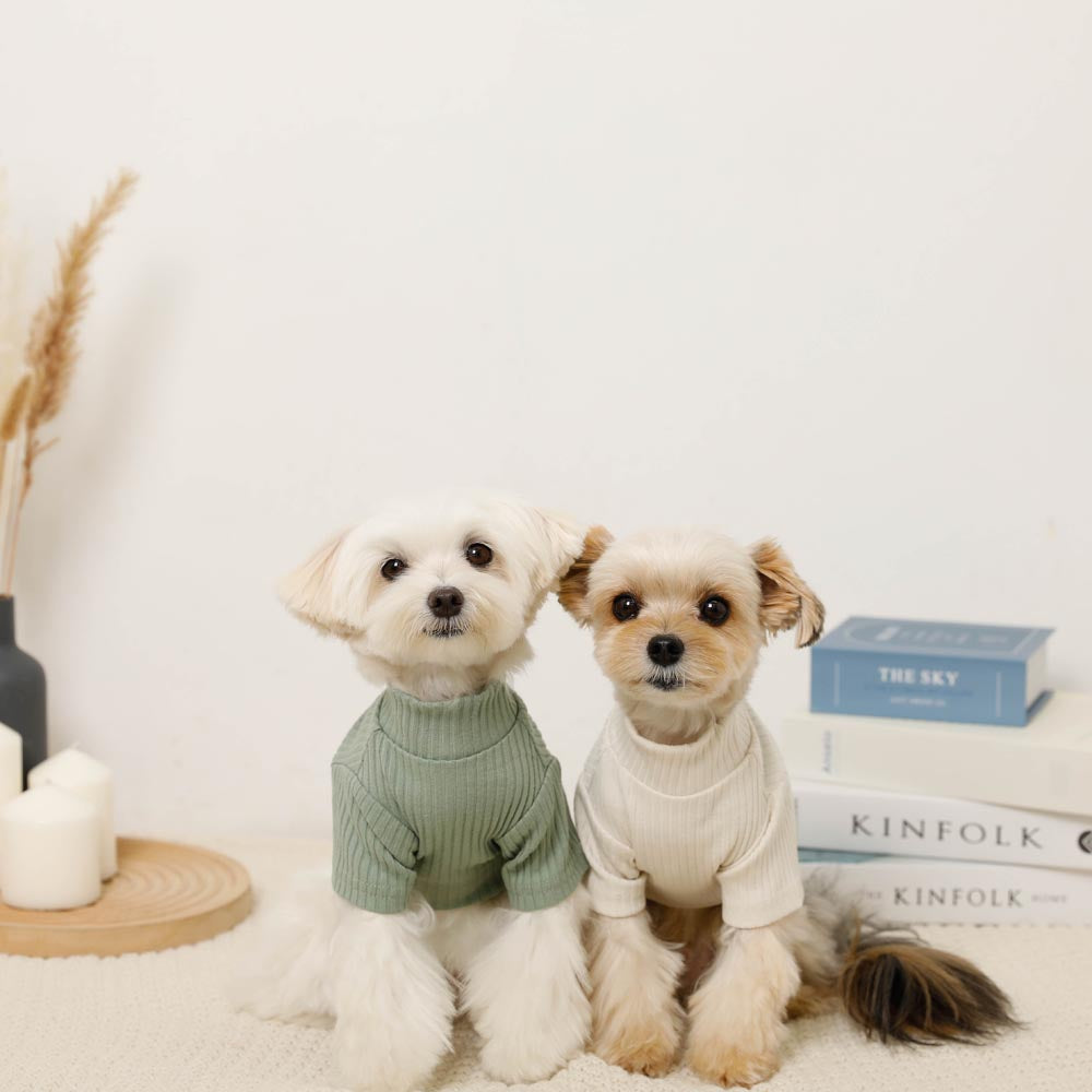 Simple high neck rib tops