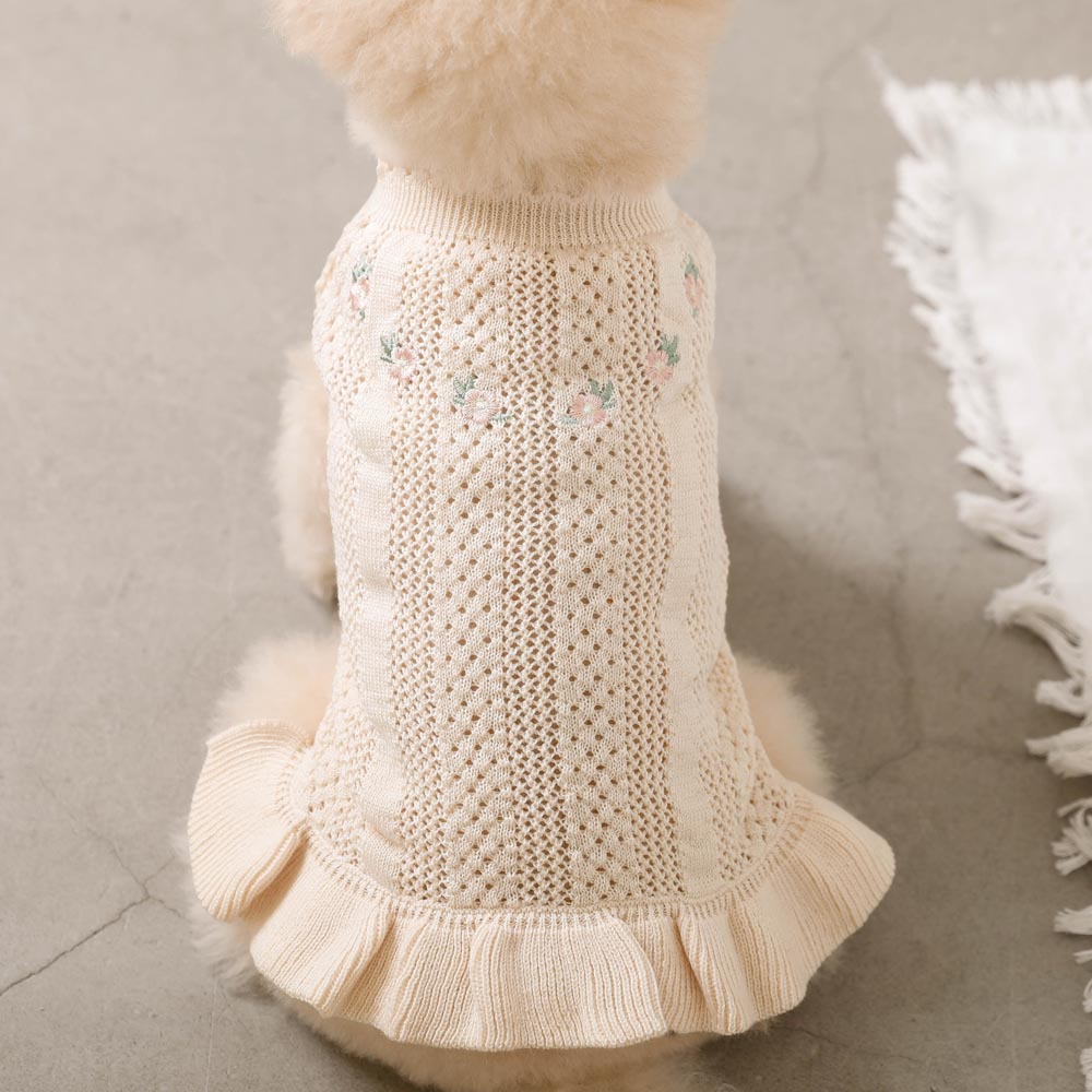 Summer knit embroidered dress