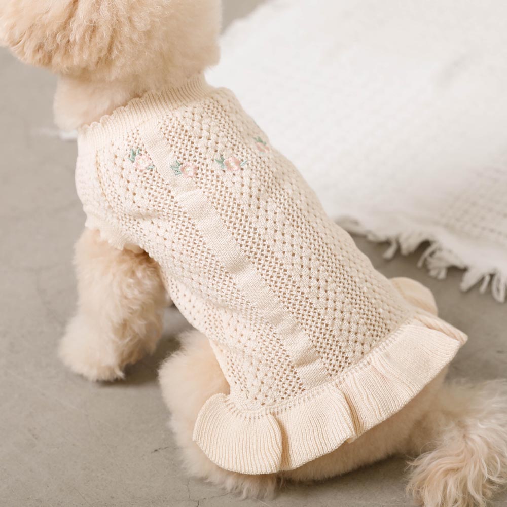 Summer knit embroidered dress