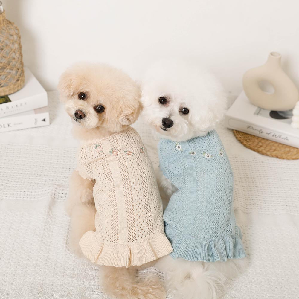 Summer knit embroidered dress