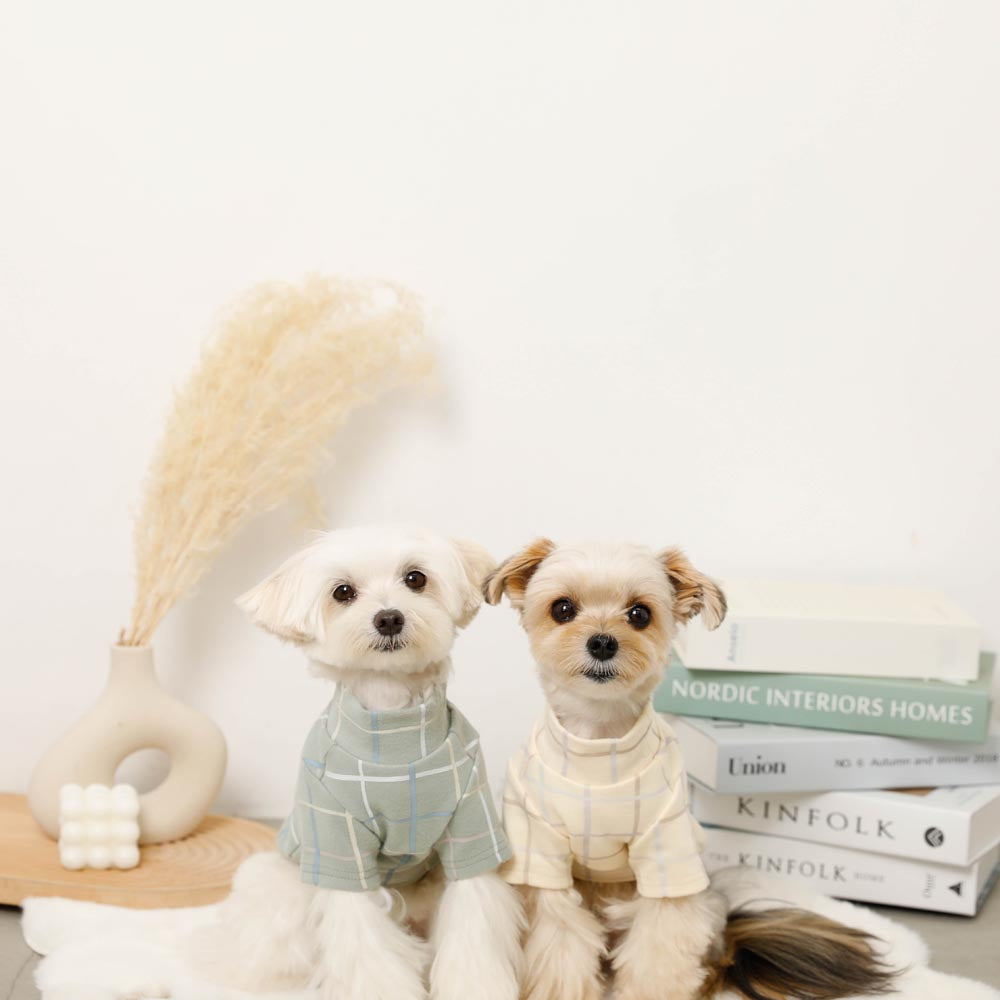 Multi-plaid high neck rib top