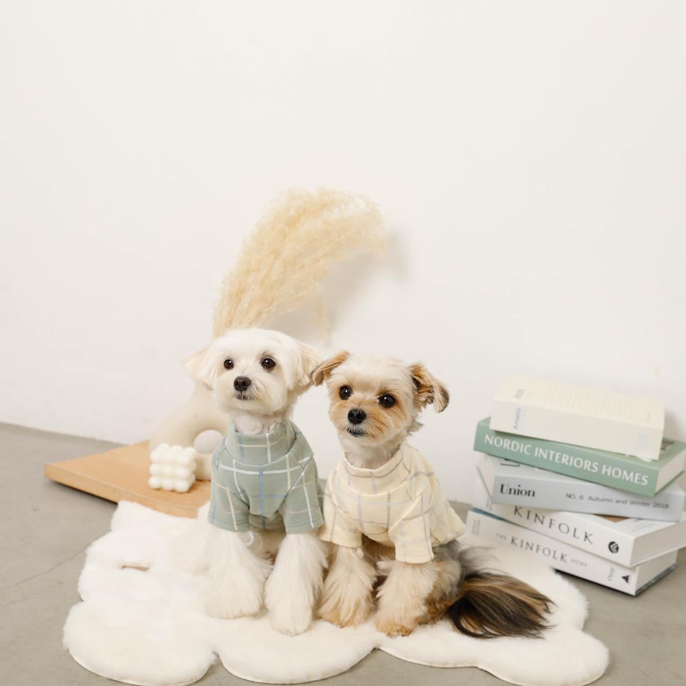 Multi-plaid high neck rib top