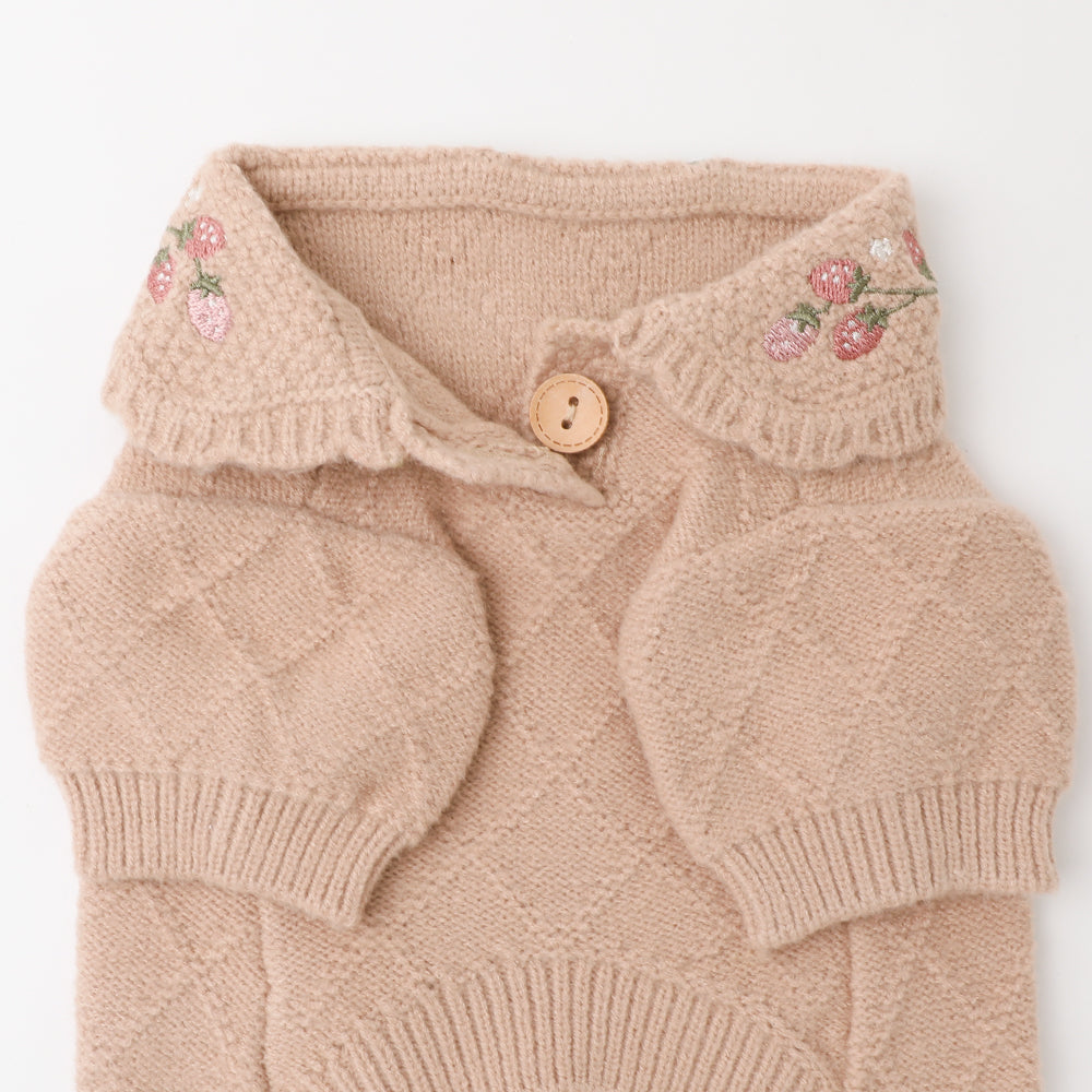 strawberry embroidery collar knit tops