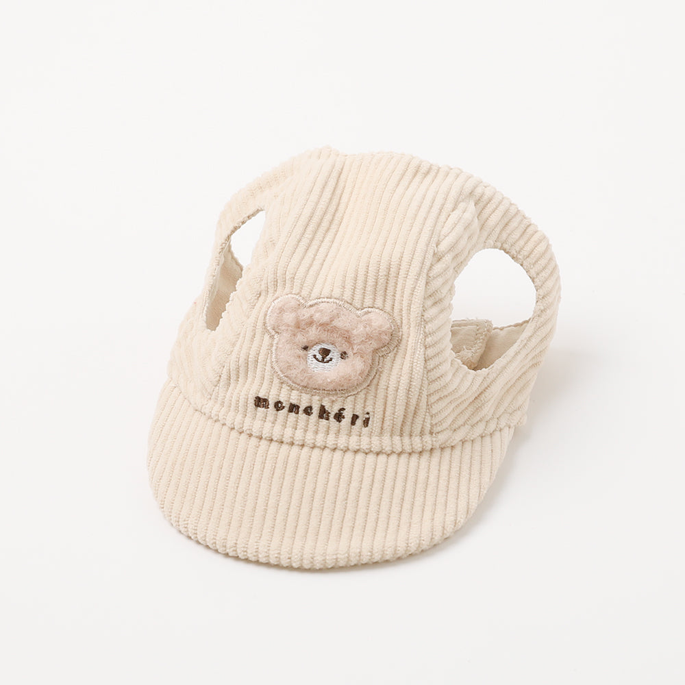 くまさん刺繍コーデュロイキャップ