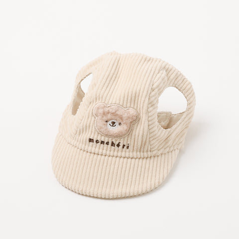 Kuma embroidery corduroy cap