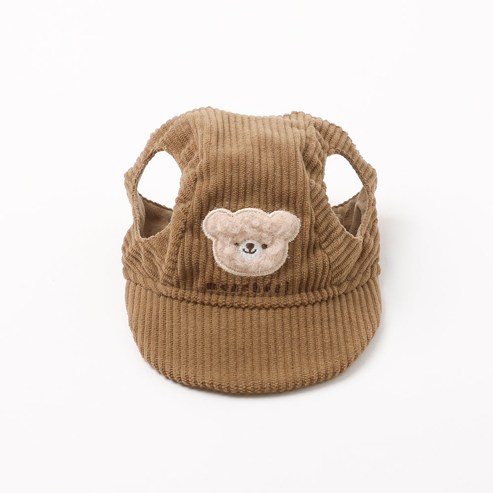 くまさん刺繍コーデュロイキャップ