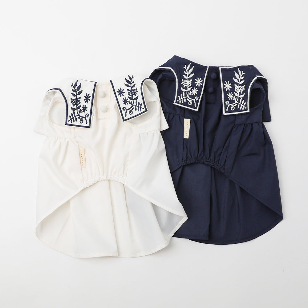 Sailor color flower embroidery dress [ice pack compatible]