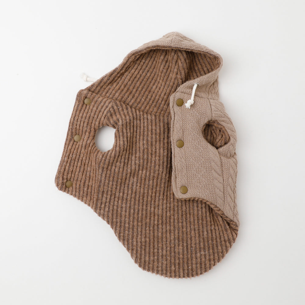 Hooded cable-like vest
