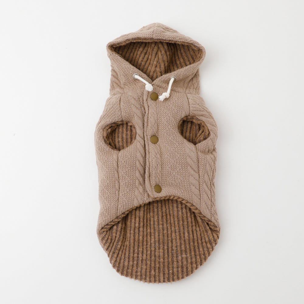 Hooded cable-like vest