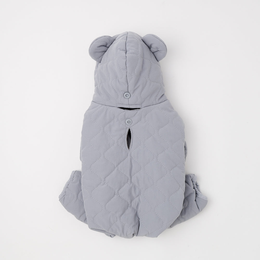 ​【新品】TINYCOTTONS 撥水 くま ジャンプスーツ 12M ジャンプスーツ くまみみ ハート柄 ブライトピンク×70cm ベビーザらス