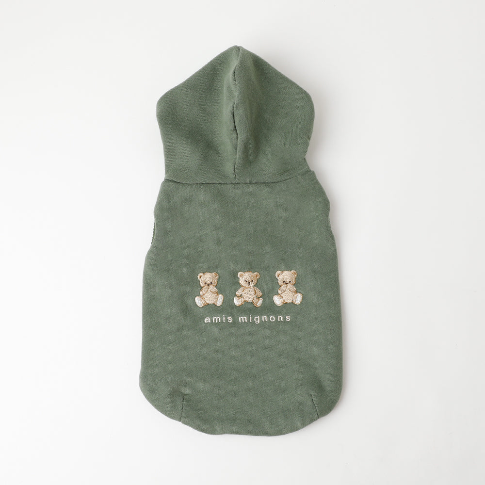 くまさん刺繍ノースリーブパーカー