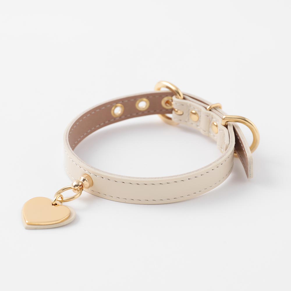 Heart charm leather color [Compatible with name engraving]