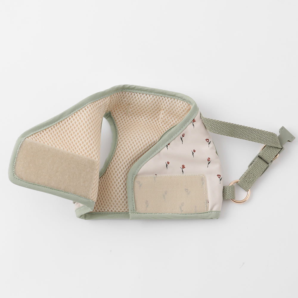チューリップ柄ハーネス+リードSET【名入れ刺繍対応】