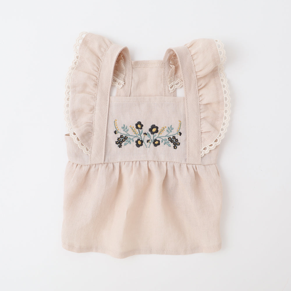 Embroidery flower linen dress