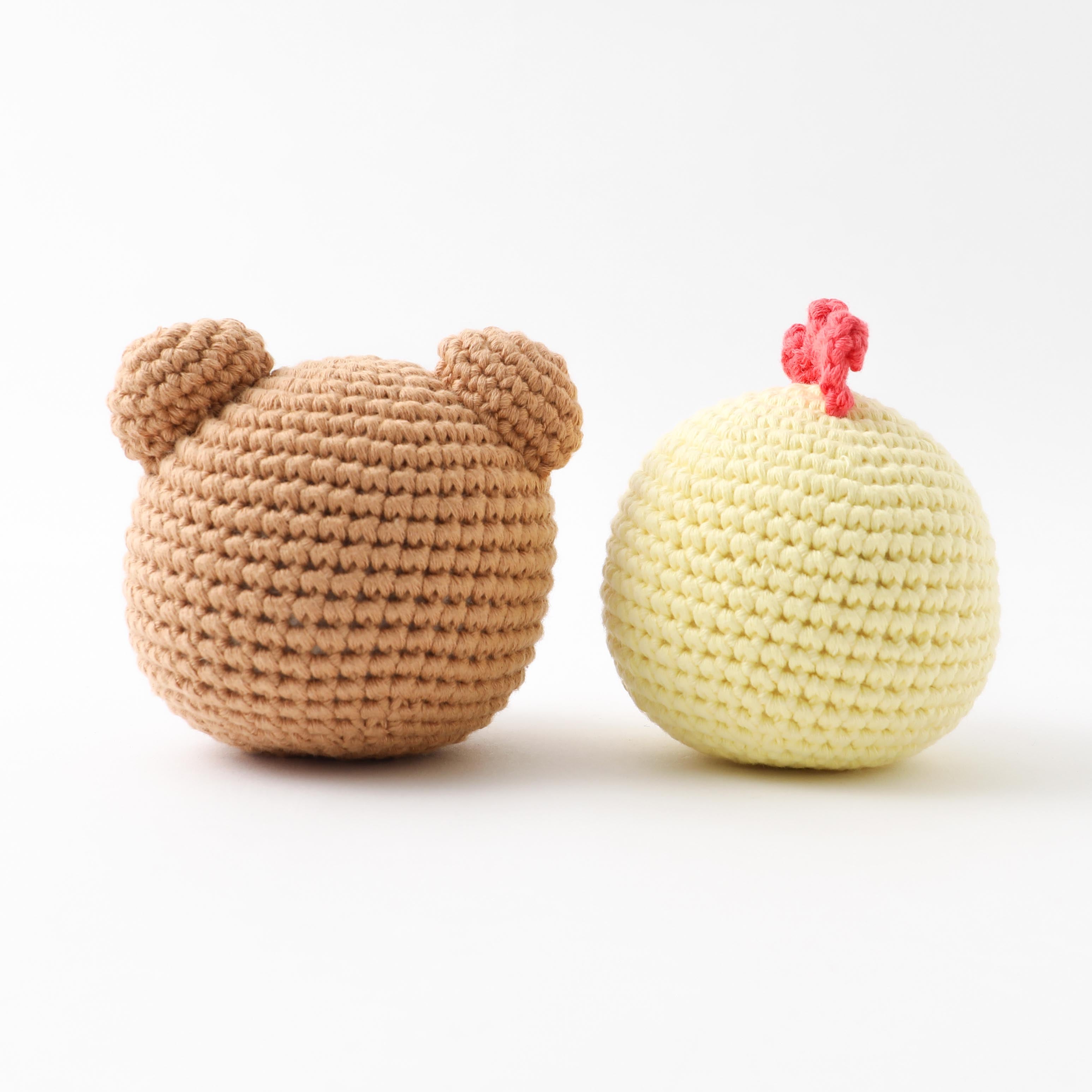 hand knitted cotton animal toys