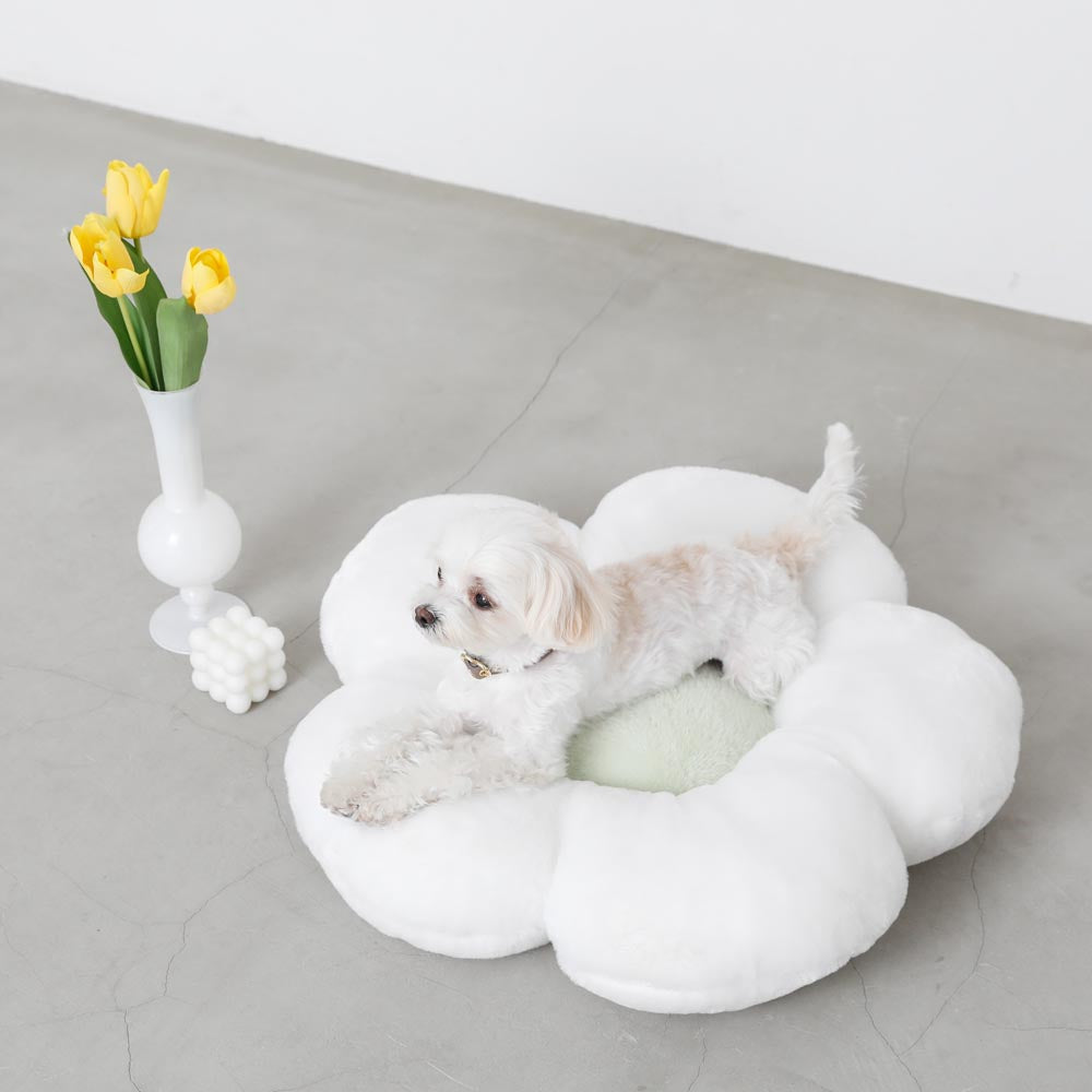 fur flower cushion bed