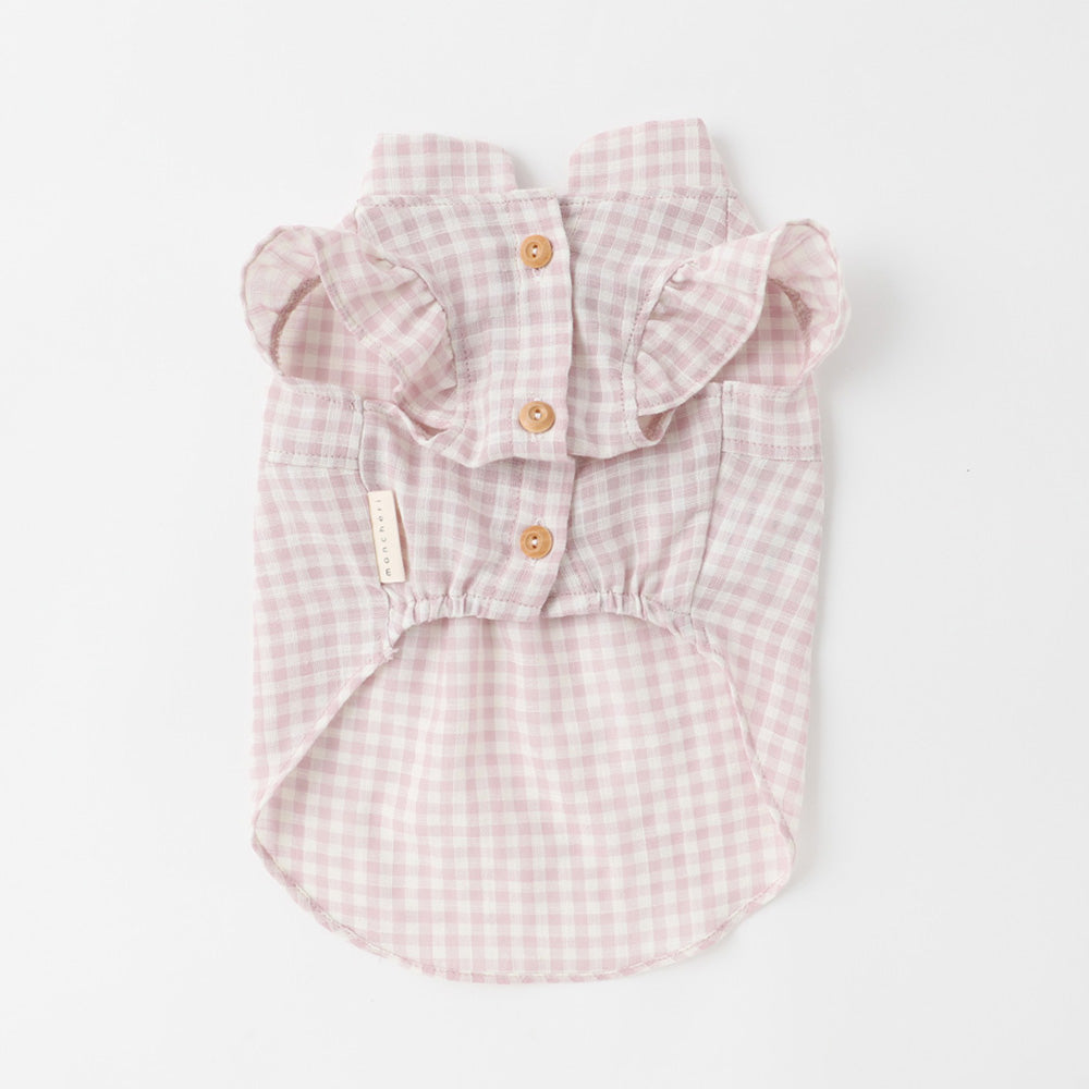 gingham check button blouse
