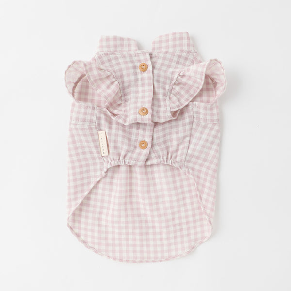 Gingham check button blouse