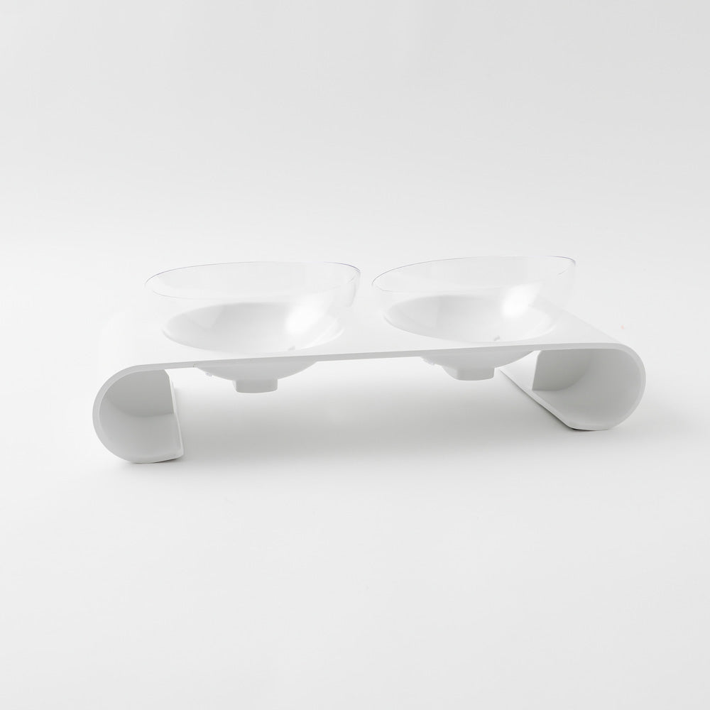 curved double food bowl