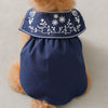 Sailor color flower embroidery dress