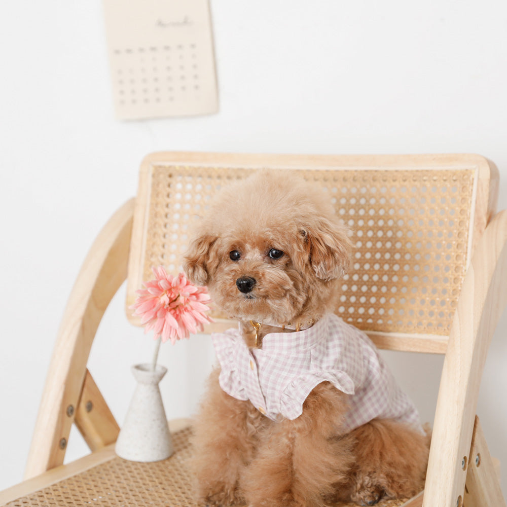 gingham check button blouse
