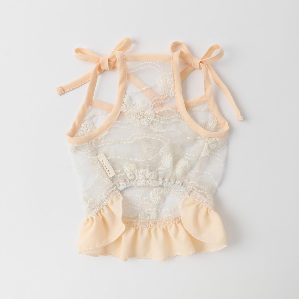 ショルダーリボンフラワーレースキャミ