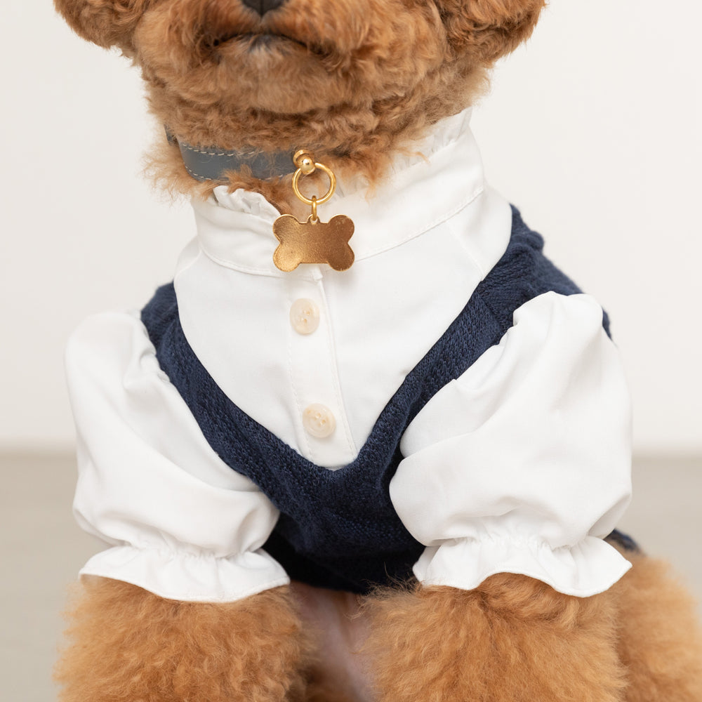 Ruffle stand collar shirt with collar