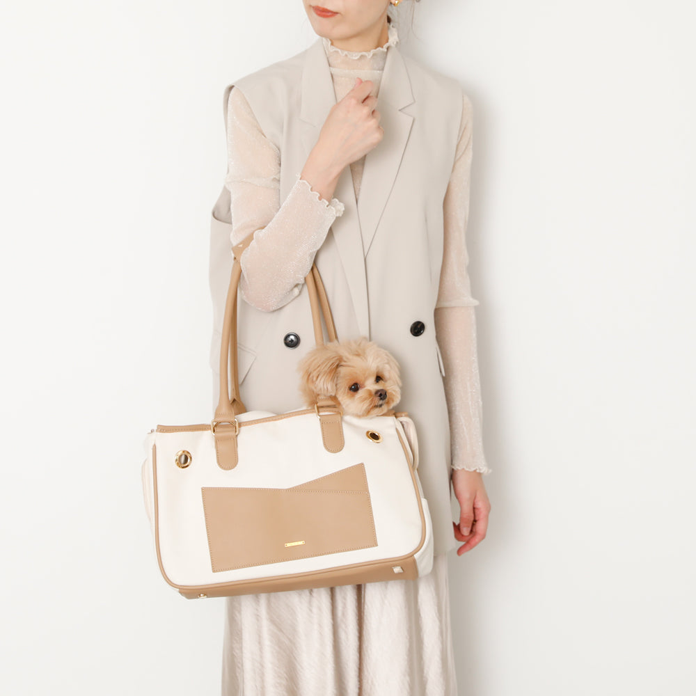 【美品】moncheri/モンシェリ パイピングペットトートバッグ パイピングペットトートバッグ【名入れ刺繍対応】