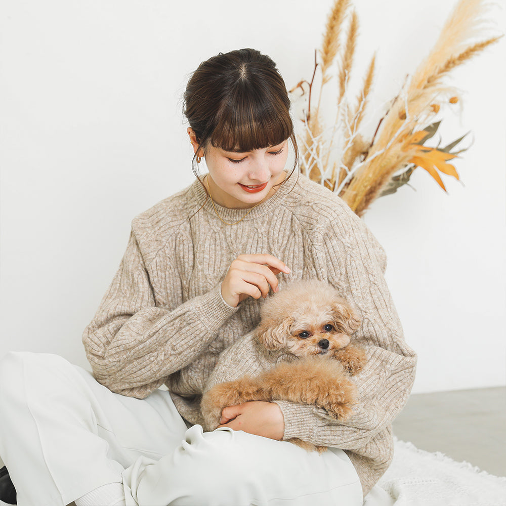 [Link Coordination SET] Wool blend twisted cable knit