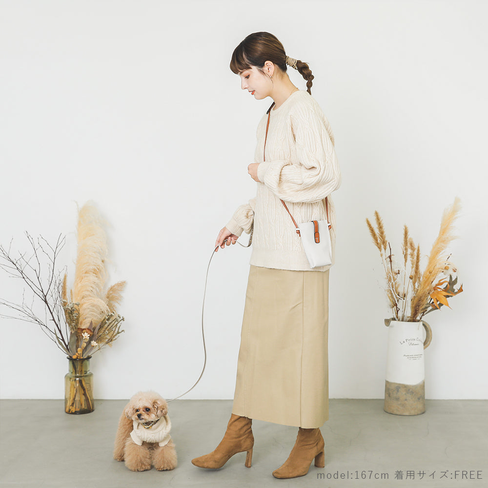[Link Coordination SET] Wool blend twisted cable knit