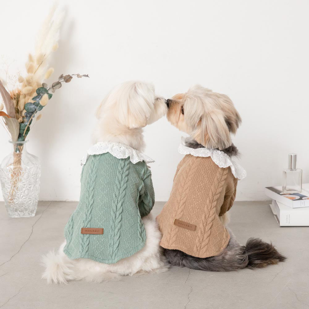 lace collar cable puff tops