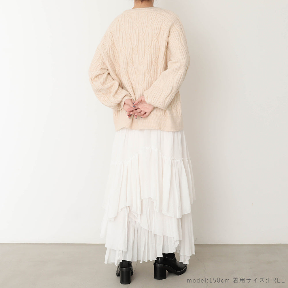 [Link Coordination SET] Wool blend twisted cable knit