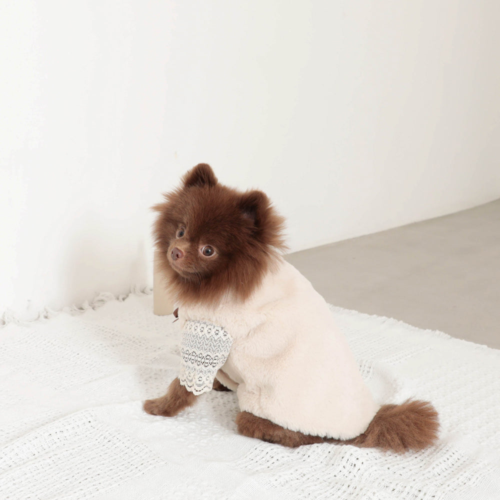 fur vest with ribbon