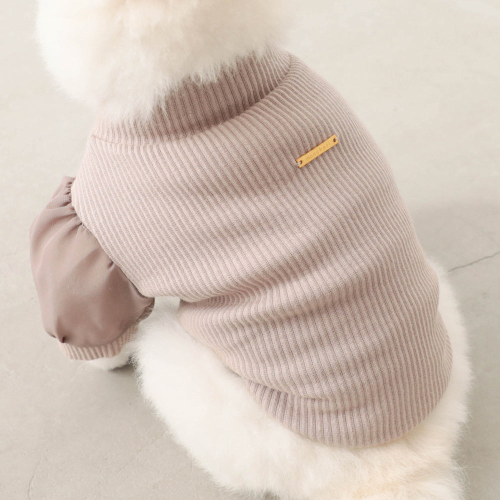 シフォンパフスリーブリブトップス