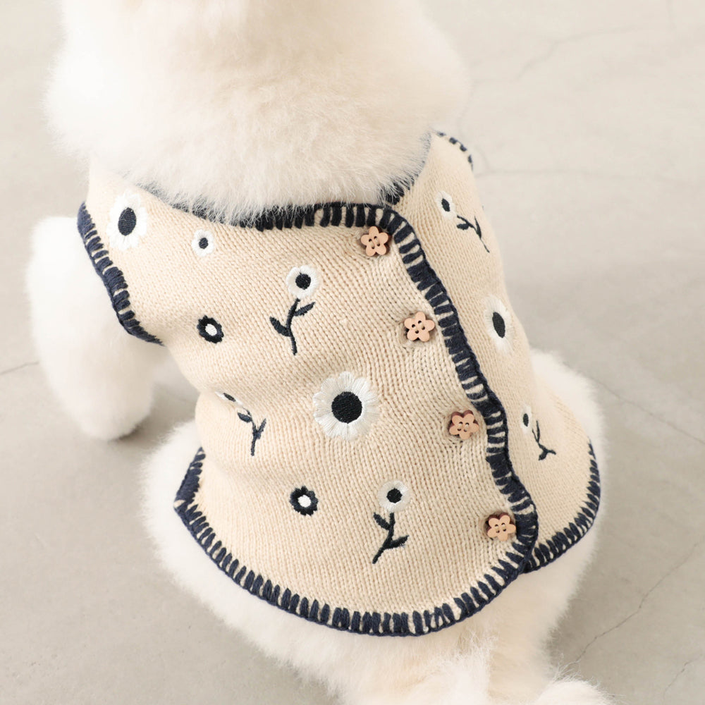 フラワー刺繍ニットベスト