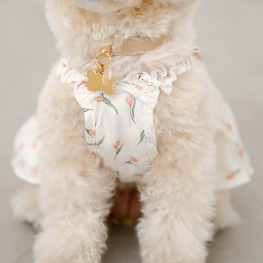 Cool tulip pattern gathered shirring dress