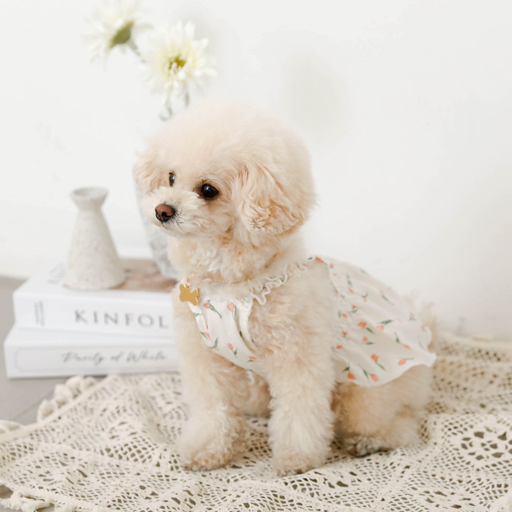 Cool tulip pattern gathered shirring dress