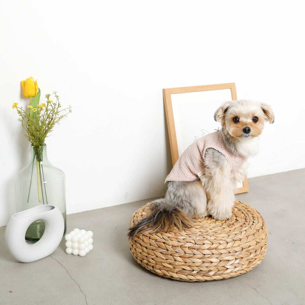 Sleeveless top with cooling pico lace ribbon