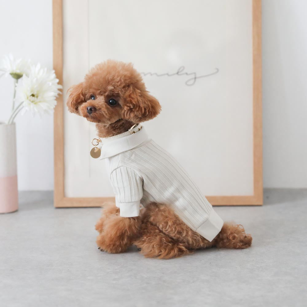 Rib knit tops with collar