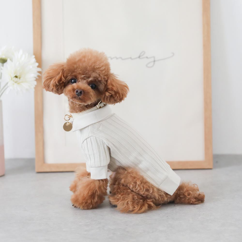 Rib knit tops with collar
