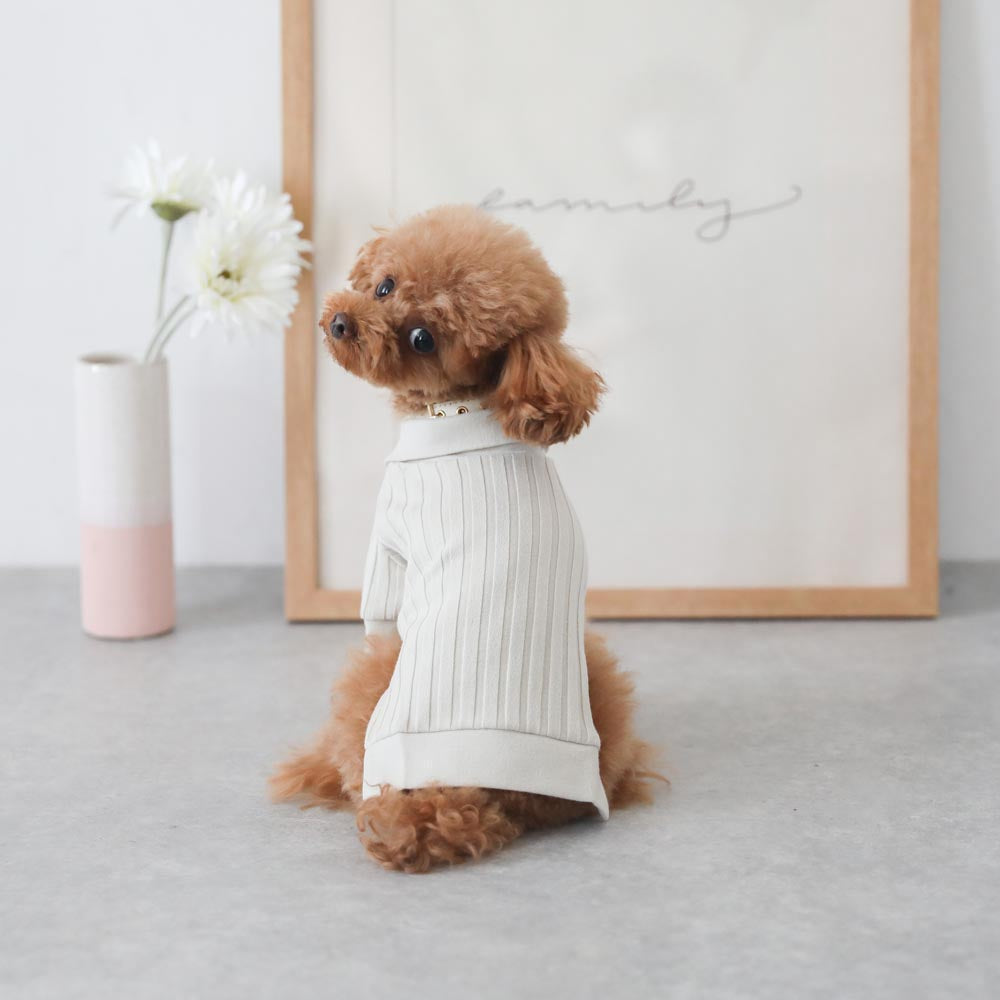 Rib knit tops with collar