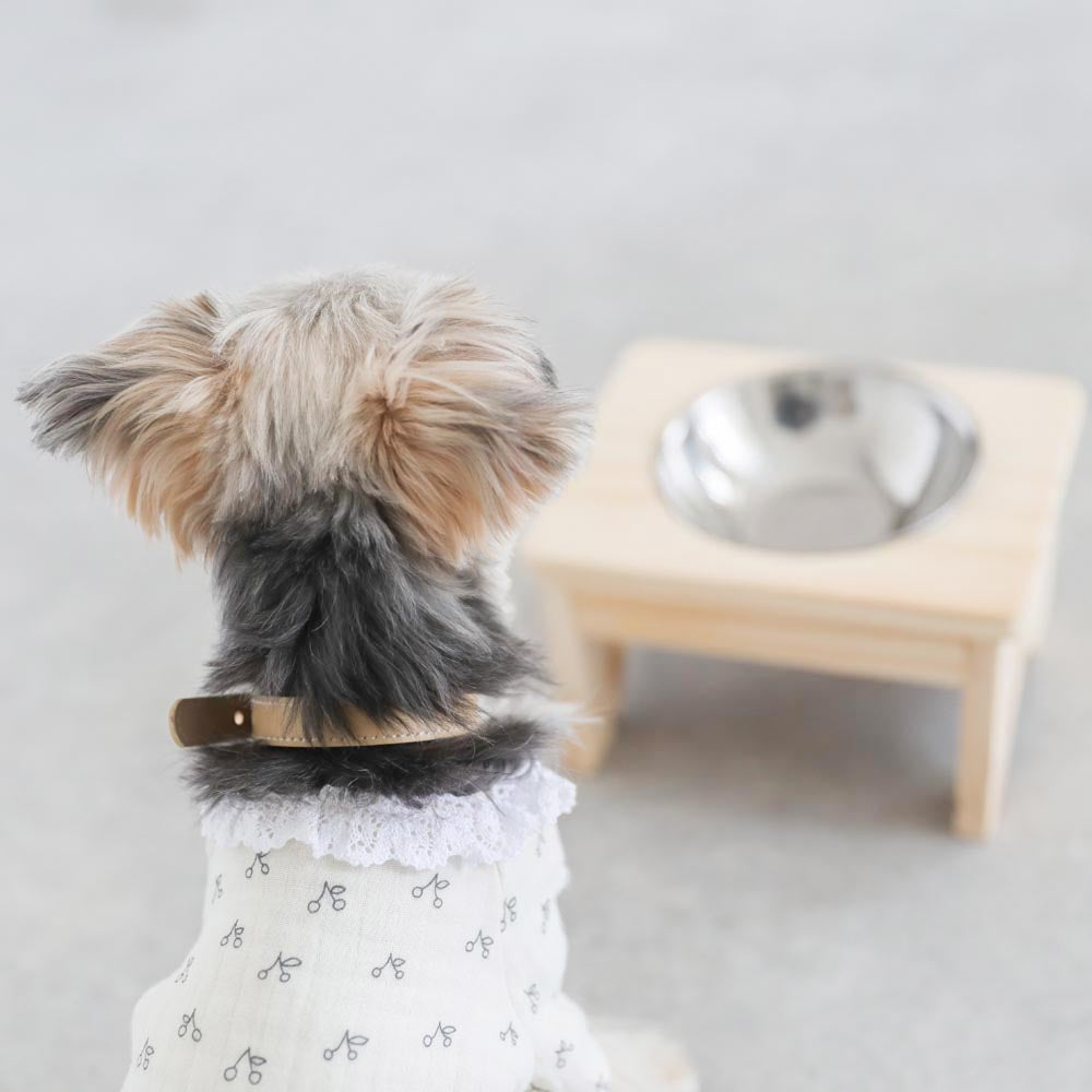 Food bowl stand (wood x stainless steel)