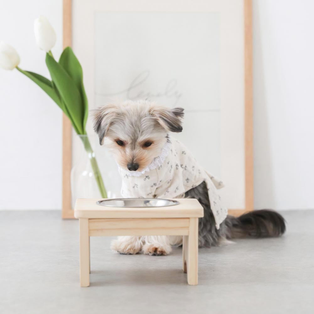 Food bowl stand (wood x stainless steel)