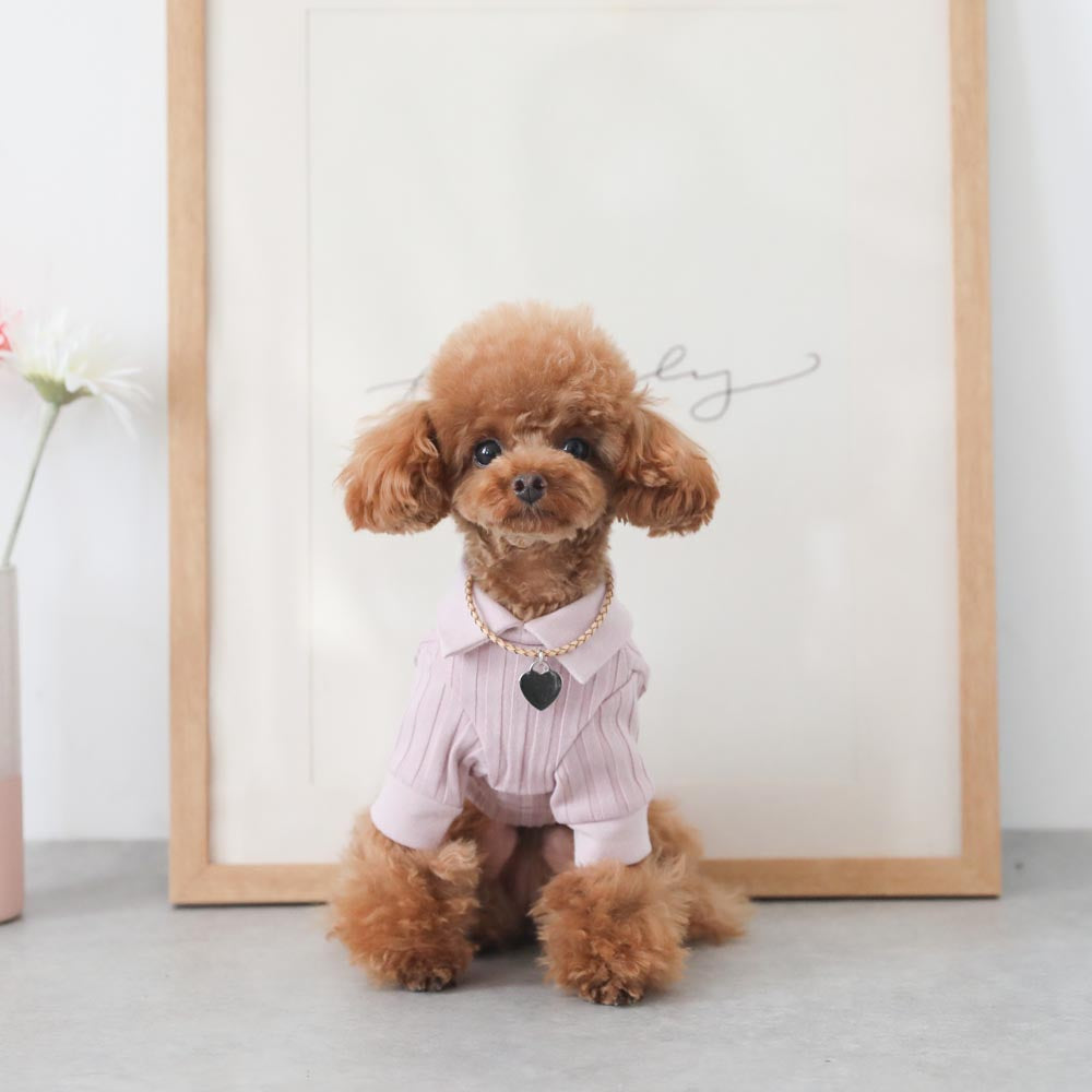 Rib knit tops with collar